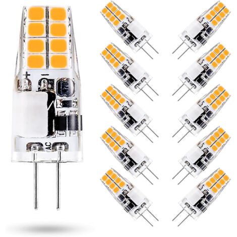 G4-LED-Glühbirne, 12 V, 3000 K warmweiß, 3 W, entspricht 35 W G4-Halogenlampe, 300 Lumen, nicht dimmbar, 10 Stück