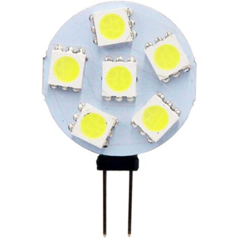 G4 LED-Glühbirne 2 W, AC/DC 12–24 V, 200 lm, Kaltweiß 6000 K, 12 x 5050 SMD, entspricht 20 W Halogenlampe, nicht dimmbar, runde G4-LED-Glühbirne für Schrankbeleuchtung, Einbauleuchten, 6er-Pack