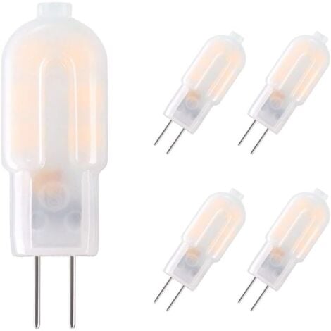 LONGZIMING G4-LED-Glühbirne, 5er-Pack, 15-W-äquivalente Halogen-Glühbirnen, 2-W-G4-LED-Glühbirne, sparsam für Haubenglühbirnen, AC/DC 12 V, 130 lm, 3000 K