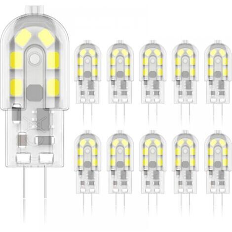 G4 LED-Lampe 3 W, 20 W Halogenäquivalent, 6.000 K warmweißes Licht, 200 Lumen, 12 SMD, 12 V AC/DC – 10er-Pack [Energieeffizienzklasse A+]