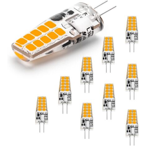 G4 LED-Lampen, 12 V AC/DC, 250 lm, warmweiß (3000 K), flimmerfrei, 5 W, ersetzt 30-W-Halogenlampen, nicht dimmbar, 10er-Packung