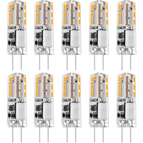 G4 LED-Lampen, 12 V AC/DC, warmweiß, 3000 K, 120 lm, 2 W, 15–20 W, Halogen, G4, energiesparend, JC-Typ, Bi-Pin-Ersatzkapsel, nicht dimmbares Licht (10 Stück)