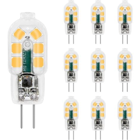 MEMKEY G4 LED-Leuchtmittel, 12 V, 2 W, neutralweiß, 4000 K, 200 lm, G4 10 W, 20 W Halogenlampen-Äquivalent, nicht dimmbar, AC DC, G4 12 V LED, 4000 K, für Küchenhaube, Kronleuchter, 10 Stück