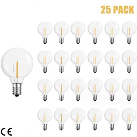 G40 Ampoules Remplacement G40 Ampoule De Tungstene Lampe 1W 220-240V Ampoule Globe Clair E12 Ampoules De Base, 25 Pack, jaune chaud（2200k） - RWAmpoule spécifique