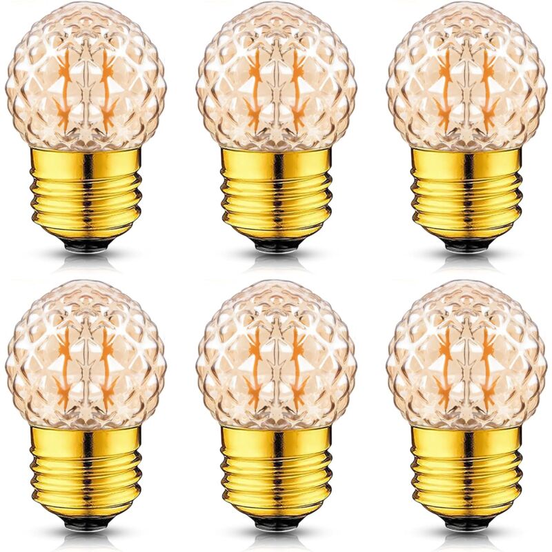 Csparkv - g40 ananas Edison lampe Edison Vintage ampoule remplace 10 Watt 1W 2200k blanc chaud led, 50 lumens (G40PG-6pack) [Classe énergétique g]