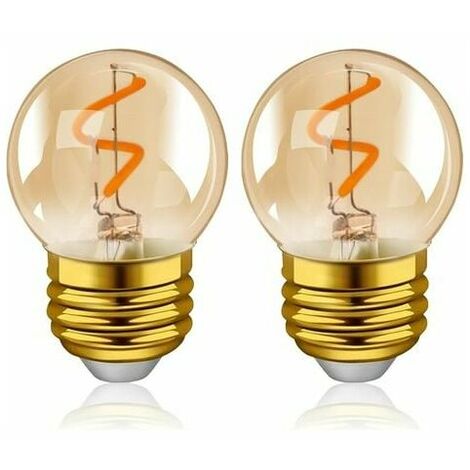 G40 E27 LED Retro Edison Light Bulb Mini Globe 2W Amber Glass Spiral Filament Bulb 220V for Outdoor String Lights Cafe Lights Christmas Lights Super Warm 2200K - 2 Pack