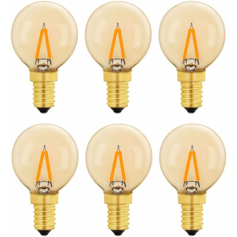 Beijiyi - G40 Vintage Mini Ampoule E14 led 1W, Ambre Edison Ampoule E14 de Remplacement 10W pour Lumières Décoratives, Blanc Chaud 2200K, Non