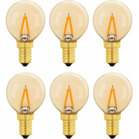G40 Vintage Mini Ampoule E14 LED 1W, Ambre Edison Ampoule E14 de Remplacement 10W pour Lumières Décoratives, Blanc Chaud 2200K, Non Dimmable, Lot de 6