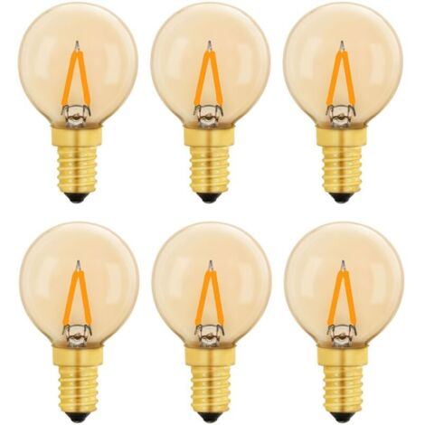 G40 Vintage Mini Ampoule E14 LED 1W, Ambre Edison Ampoule E14 de Remplacement 10W pour Lumières Décoratives, Blanc Chaud 2200K, Non Dimmable, Lot de 6