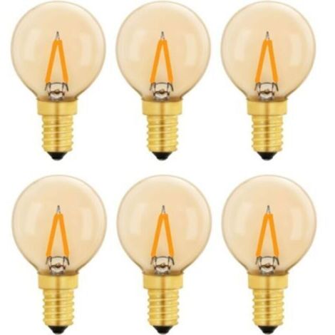 G40 Vintage Mini Ampoule E14 LED 1W, Ambre Edison Ampoule E14 de Remplacement 10W pour Lumières Décoratives, Blanc Chaud 2200K, Non Dimmable, Lot de 6