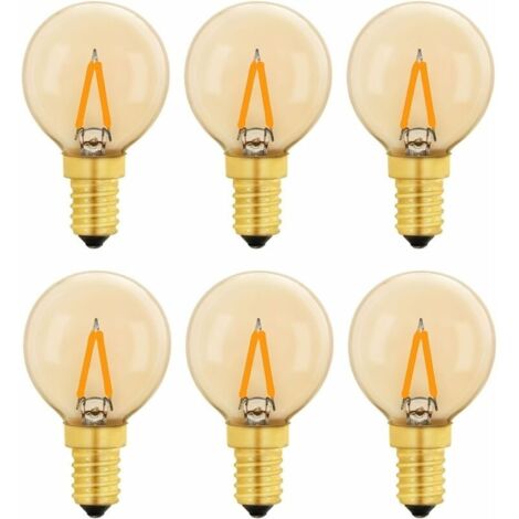 G40 Vintage Mini Ampoule E14 LED 1W, Ambre Edison Ampoule E14 de Remplacement 10W pour Lumières Décoratives, Blanc Chaud 2200K, Non Dimmable, Lot de 6-LIAIKI