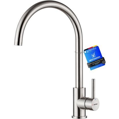 G4008 Robinet de Cuisine Mitigeur Évier à Poignée Unique, Arc Élevé Débit Élevé 360, Acier Inoxydable Économe en Eau [Classe A+] Exclusivité Amazon