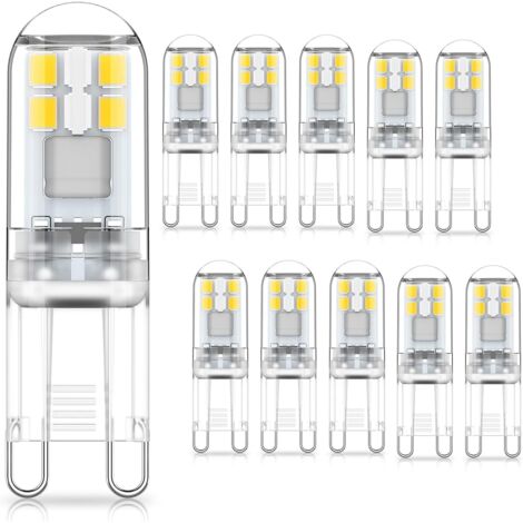 G9 1.5W LED Bulbs, Equivalent to 20W Halogen, Cool White Light 6000K, AC 220-240V, Non-Dimmable, Mini Incandescent Bulb, Flicker-Free, Pack of 10