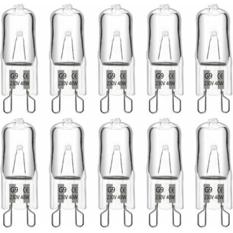 G9 40W 230V Halogenlampe – 480 lm – 2900K Warmweiß, dimmbar – 10er-Pack – 360° Abstrahlwinkel für Kronleuchter und Wandleuchten – 480 lm