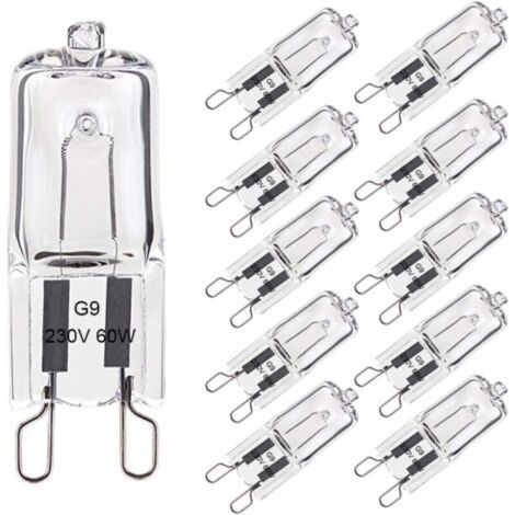 G9 60W Halogenlampe, Warmweiß 2800K, 680lm, 230V, dimmbare Halogen-Glühlampe, 10er-Packung