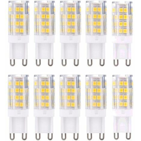 G9 Ampoule LED, blanc chaud 3000k 5W G9 Ampoule LED lampe pin petite ampoule G4 haute source lumineuse à économie d'énergie ampoules halogènes non dimmables, lot de 10