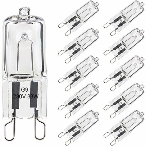 G9 Bulb 33W Dimmable Warm White, G9 Halogen Oven Light 300°C Tolerance, G9 Filament Capsule Bulbs 420LM 230V Pack of 10