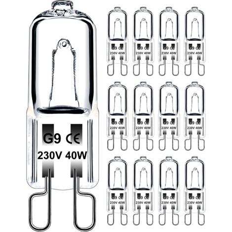 G9-Glühbirne, 40 W, 230 V, dimmbar, warmweiß, G9-Halogenlampe, 300 °C-Toleranz, G9-Ofenbirne für Mikrowellenherd, Herd, Deckenleuchten, 12 Stück