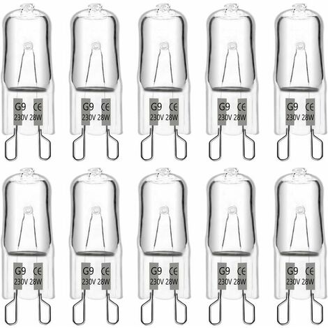 G9 Halogen Bulb 28W 230V, 370LM 2700K Warm White Dimmable, G9 Capsule Bulbs, for Chandeliers, Landscape Lamps, Wall Sconces, Cabinet Lighting, Pack of 10