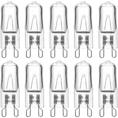G9 Halogen Lamp 28W 230V 370lm 2700K Warm White Dimmable G9 Capsule Bulbs for Chandelier Landscape Lamps Wall Lights Cabinet Lighting 10 Pack