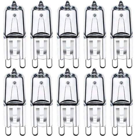 MEMKEY G9 halogen lamps, 45 W, transparent, G9 capsule bulbs, 230 V, warm white, dimmable, 10 pieces
