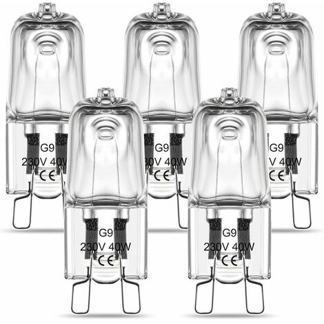 G9 Halogen Oven Bulb G9 Oven 40W 230V 300°C Tolerance Bulb 5 Pack