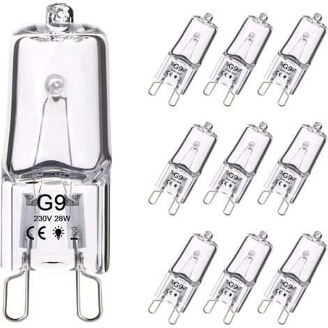 G9 Halogenlampe, 10 Stück G9 Halogenlampen 28W 230V 370Lm 2800K Warmweiß Dimmbar (10 Stück warmweiß)