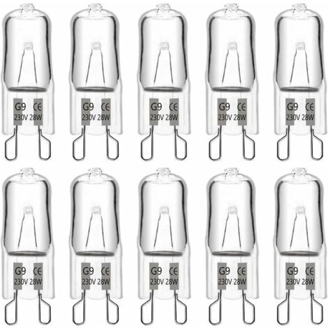 G9 Halogenlampe, 28 W, 230 V, 370 lm, 2700 K warmweiß, dimmbar, G9-Kapsellampen, für Kronleuchter, Gartenbeleuchtung, Wandleuchten, Schrankbeleuchtung, 10er-Packung von zhuoxuan
