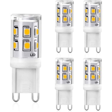 G9 LED 2W, 20W 25W G9 Halogen Equivalent, 200lm Warm White 3000K, LED Light Bulb G9 Lamp, CRI 80, 360 Degree Angle, AC 220-240V, Non-Dimmable, 5 Pack [Energy Class F]