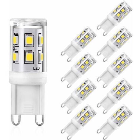 G9 LED 2W Équivalent 20W 25W G9 Halogènes, Blanc Neutre 4000K, Ampoule LED G9 Lampe, CRI 80, 300lm, 360 Degrés Angle, AC 220-240V, Not Dimmable, Lot de 10