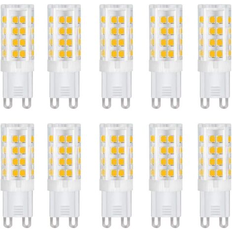 G9 Led Ampoules, Base En Céramique, 5W (Equivalent 50W Ampoules Halogènes), 500Lm, Blanc Chaud 3000k, Culot G9, G9 Ampoules Pour l’Éclairage Domestique, Pack De 10