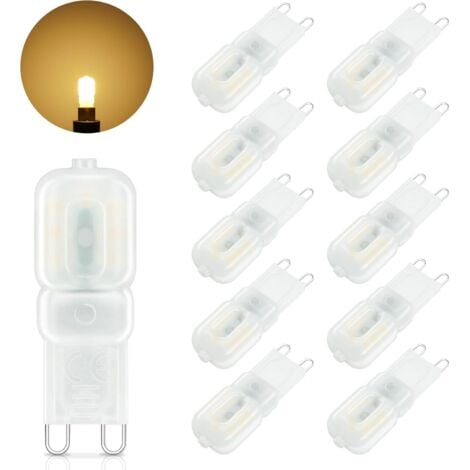 BEIJIYI G9 LED Bulb, 3W Equivalent to 30W Halogen Lamp, Warm White 3000K, 500LM, Flicker-Free G9 LED, 360° Beam Angle for Bedroom, Living Room, Kitchen, 10 Pack