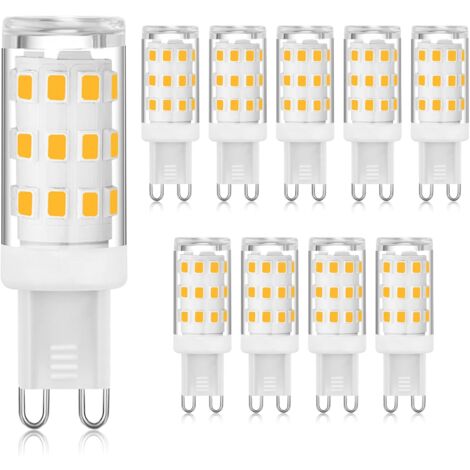 G9-LED-Glühbirne, 3000 K, Warmweiß, 3 W, Bi-Pin-G9-Sockel-LED-Glühbirne (entspricht 40 W Halogen), energiesparende G9-Glühbirnen für Kronleuchter, kein Flackern, nicht dimmbar, 10 Packungen [Energiekl