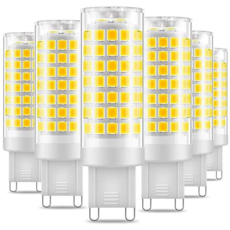 G9-LED-Glühbirne, 7 W, entspricht 60-W-Halogenlampen, 650 lm, 6000 K Tageslichtweiß, nicht dimmbare, energiesparende G9-Glühbirnen, 6er-Pack