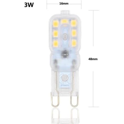 G9 LED Lampe Ampoules, Blanc 6000K 3W G9 LED Ampoule Lumiere équivalent aux ampoules halogènes de 20 W 420 lumens  dimmable, lot de 10 [Classe énergétique A+] H249