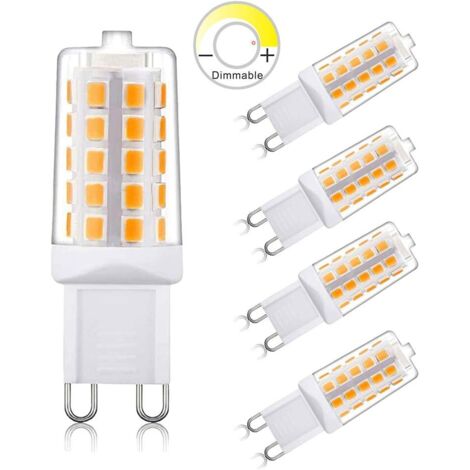 G9-LED-Lampe, dimmbar, T4-Sockel, 2700 K warmweißes Licht, entspricht 25-W-/40-W-Halogenlampen, 4 W, 450 lm, 120 V Wechselstrom, flimmerfrei, 360°-Abstrahlwinkel, 5 Stück