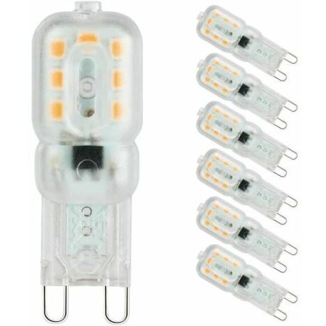 G9 LED-Lampe, Warmweiß 3000 K, 3 W (entspricht 33 W Halogenlampe), 220–240 V Wechselstrom, 360° Abstrahlwinkel, [Energieeffizienzklasse A+], 6er-Pack