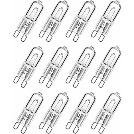 G9 Light Bulb 40w 230V Dimmable Warm White, G9 Halogen Light Bulb 300°C Tolerance, G9 Oven Light Bulb for Microwave Oven Stove Ceiling Lights, Pack of 12