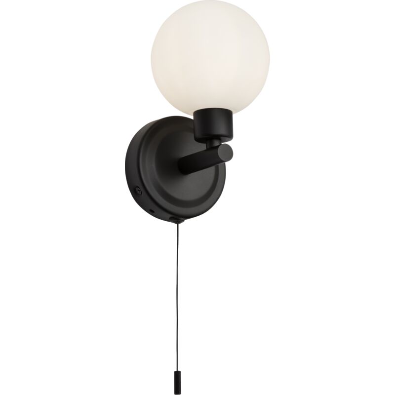 G9 Single Wall light with Round Frosted Glass - Matt Black 230V IP44 25W