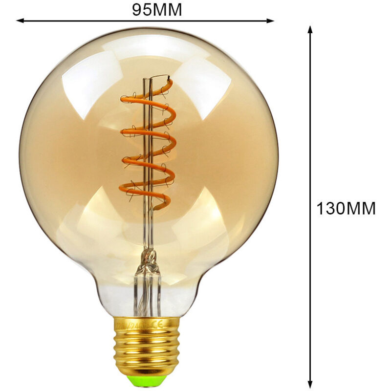 G95 simple spirale or, ampoule décoration intérieure E27 bouche à vis réglable LED lumière douce bande lumineuse