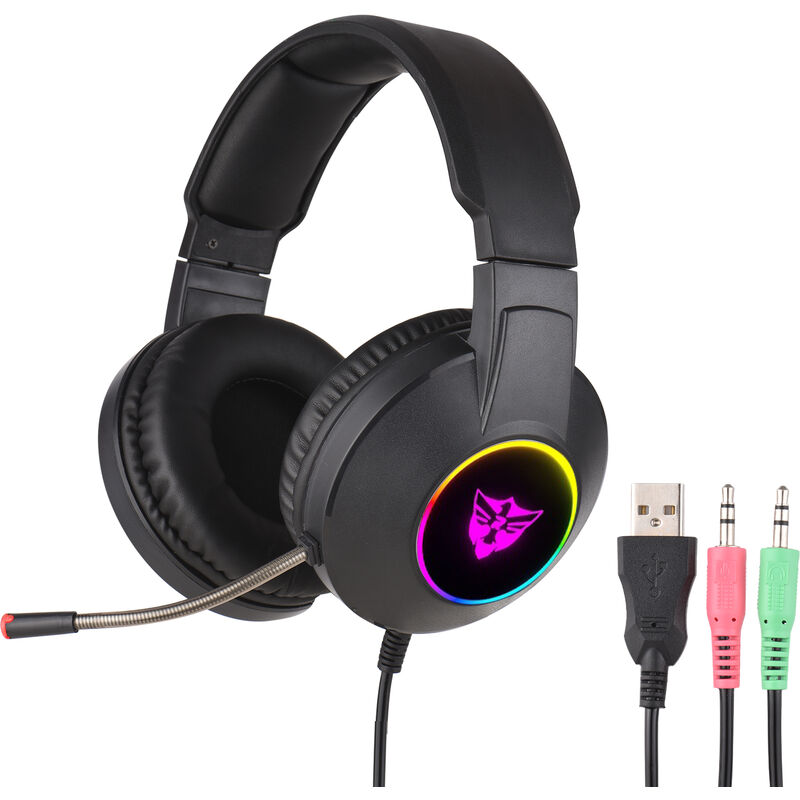 

G980 RGB Gaming Headset Auriculares con cable con microfono Auriculares con cancelacion de ruido para computadora PC Gamer, Negro