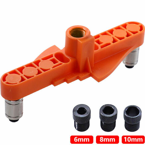 Gabarit de centrage auto-centrant, kit de gabarit de perçage de localisateur de trou droit 2 en 1 pour le perçage et le marquage, (monobloc orange)