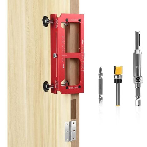 Gabarit de charnière de porte pour routeur, kit de mortaise de charnière réglable pour porte et armoire, modèle de toupie en alliage d'aluminium avec positionneur, outil d'installation de