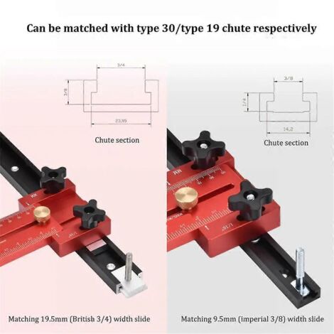 Gabarit de coupe mince de 140 mm pour scie circulaire sur table, pour coupes répétitives en bandes étroites.