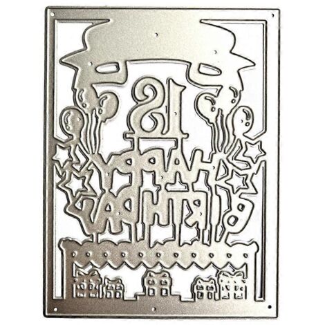 Gabarit de découpe en métal « Joyeux anniversaire » pour cadre photo rectangulaire (18 pièces)