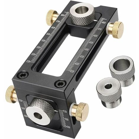 Gabarit de goujonnage pour le travail du bois, localisateur de perforateur r¨¦glable pour le travail du bois 2-en-1, jeu de forets pour le travail du bois ¨¤ 4 trous 6/8/10/12mm pour vis d'armoire