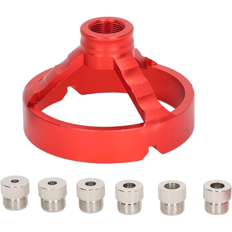 Gabarit de guide de foret 5/6/7/8/9/10 mm Outil de travail du bois Localisateur de guide de poinçon Fixation de perçage vertical (rouge)
