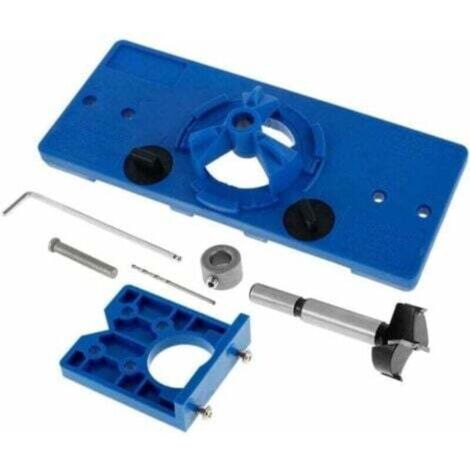Gabarit de Perage Charniere Invisible 35 mm et Dispositif de Charnière Perage 35 mm avec Foret 35 mm Support Butée de Profondeur Clé Hexagonale pour Menuiserie
