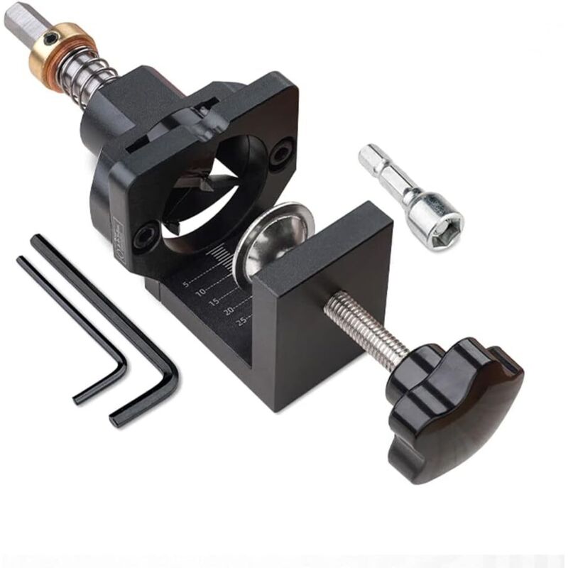 Gabarit de perçage dissimulé pour charnière de 35 mm - Guide de perforation avec pince de serrage - Gabarit de perçage pour le travail du bois - Kit
