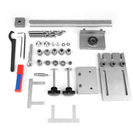 Gabarit de perçage 3 en 1 pour tourillons, avec guide de perçage et poinçon auto-centreur, et tige d'extension de 600 mm